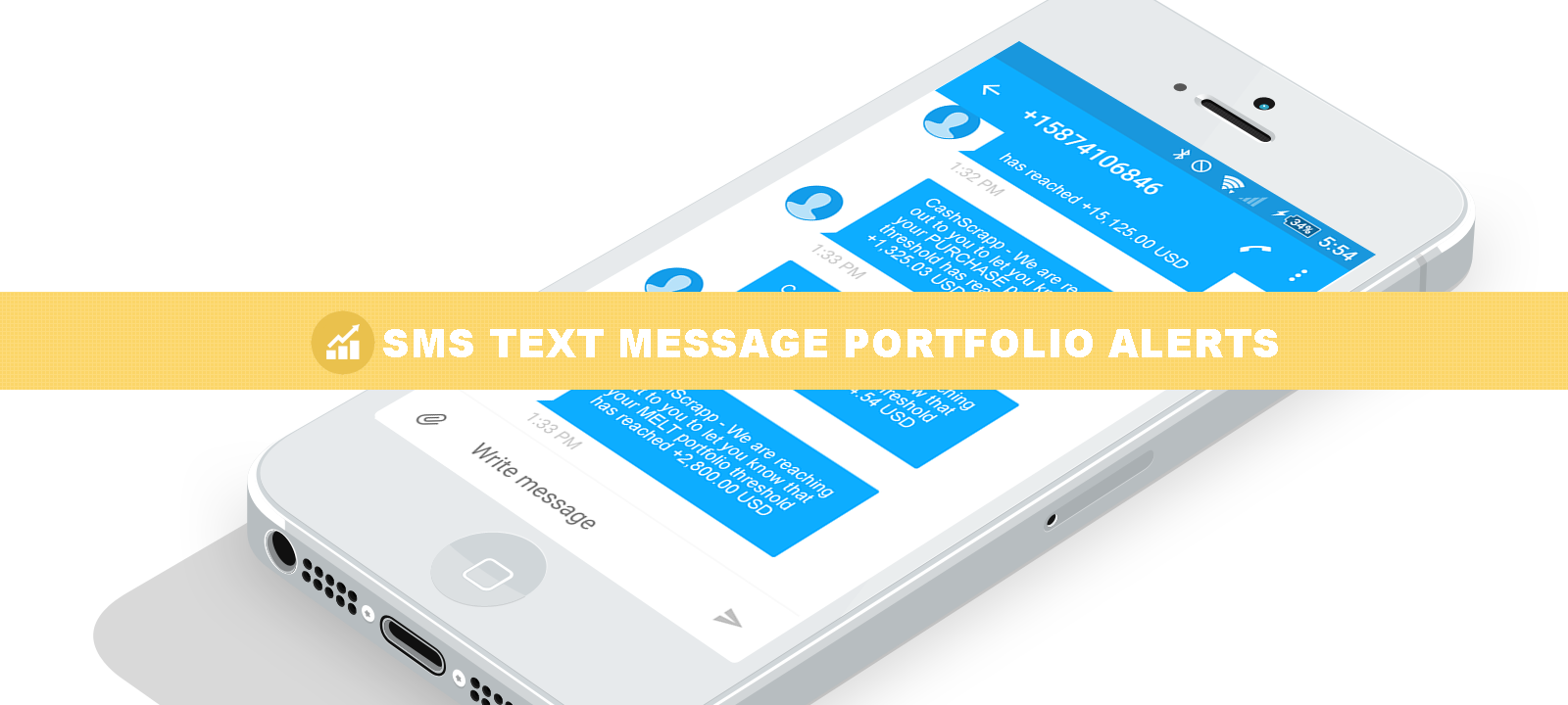SMS text message alerts when your portfolio hits your configured threshold.